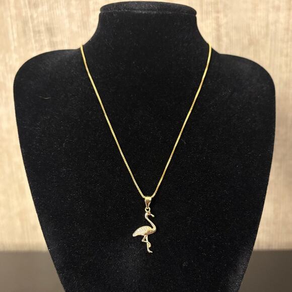 Unbranded Jewelry - .15ct Moissanite Flamingo Necklace, Vermeil Gold filled 925